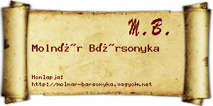 Molnár Bársonyka névjegykártya